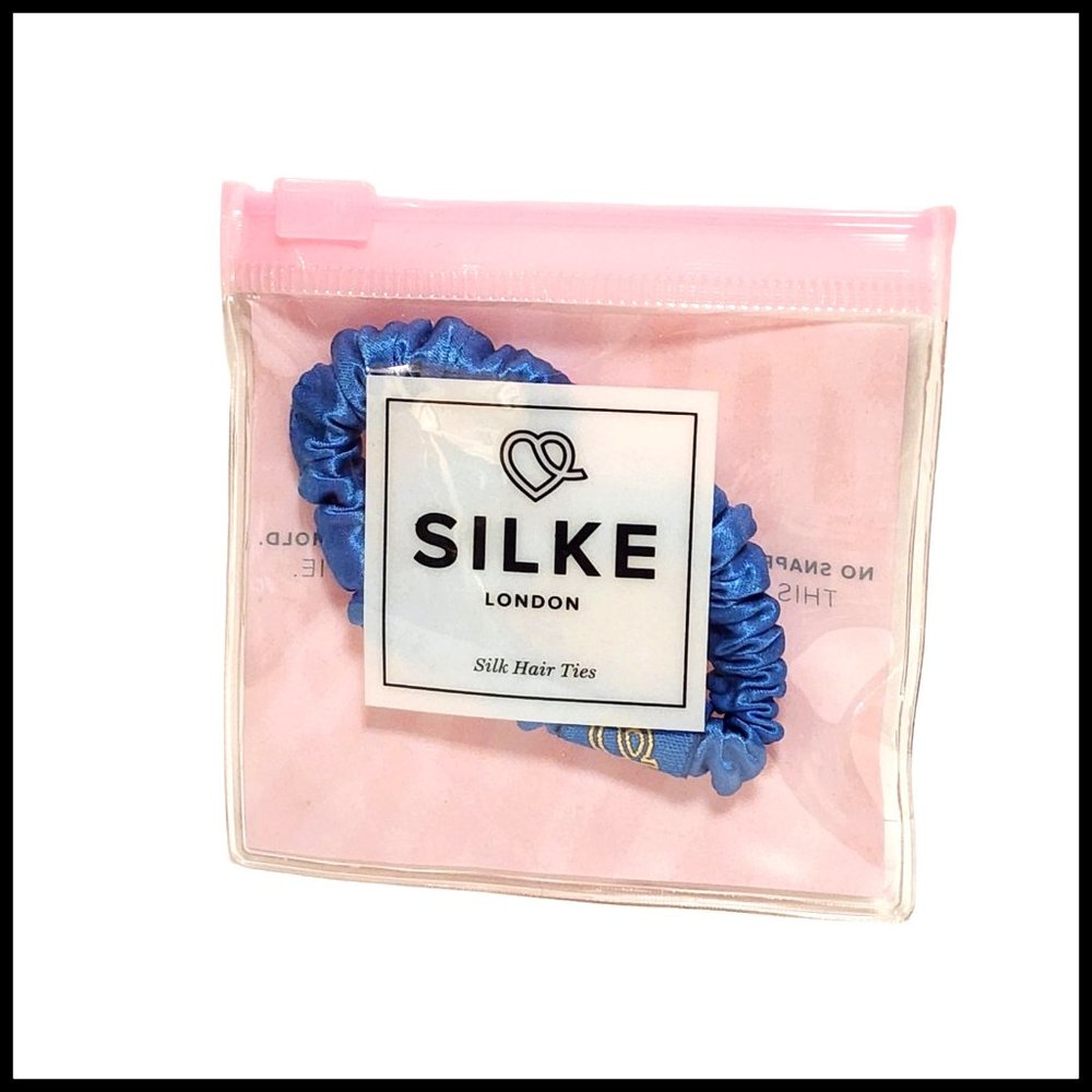 Silke London‎ Silk Hair Tie Blue 100% pure mulberry silk exterior New